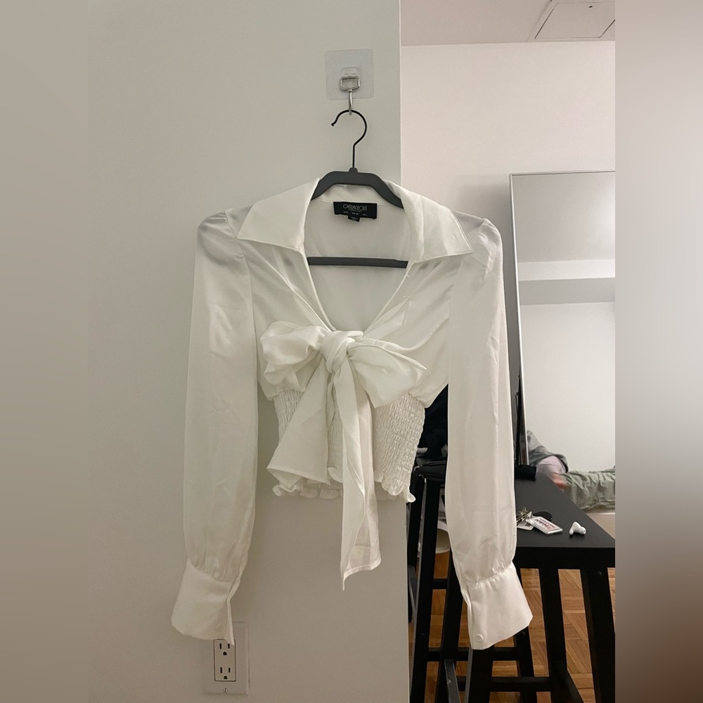 Asos White blouse with Ribbon